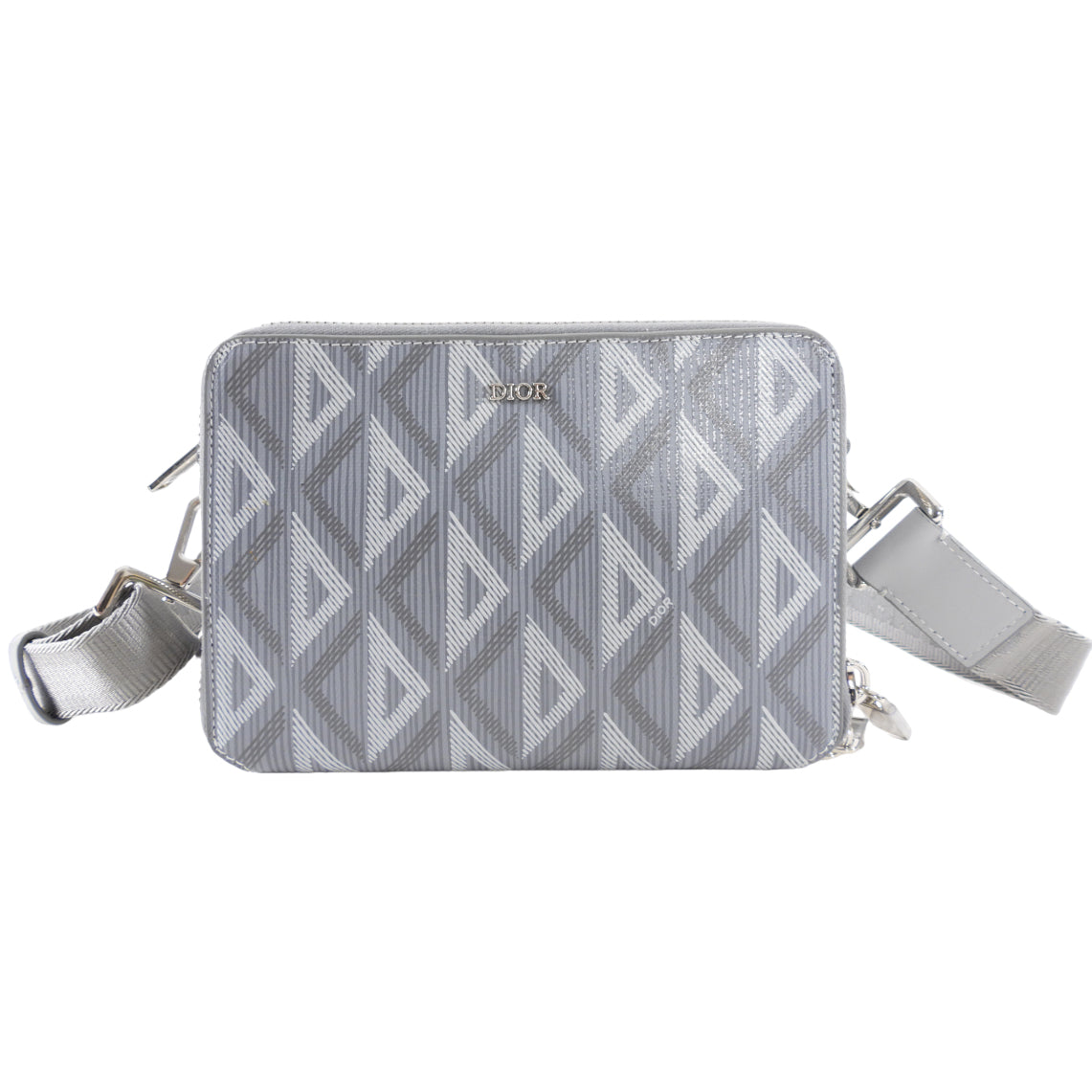 Christian Dior Grey Diamond Zip Crossbody Pouch Bag - Luxury Designer Shoulder Bag for Women | Perfect for Parties, Date Nights & Travel Accessories