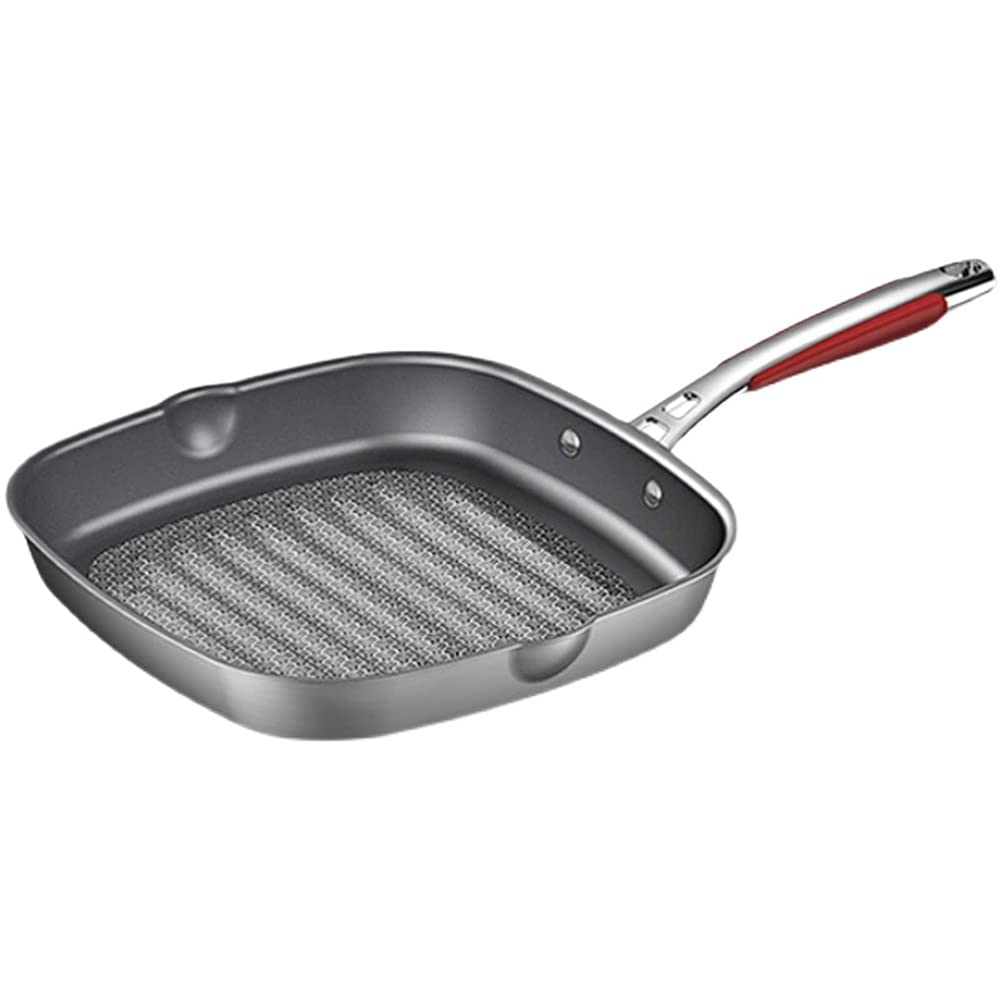 Premium Stainless Steel Steak Frying Pan - Nonstick Kitchen Cookware with Multi-Layer Composite Base, Heat-Resistant Handle & Easy Cleaning - Perfect for Searing, Grilling & Sauteing at Home or Restaurant