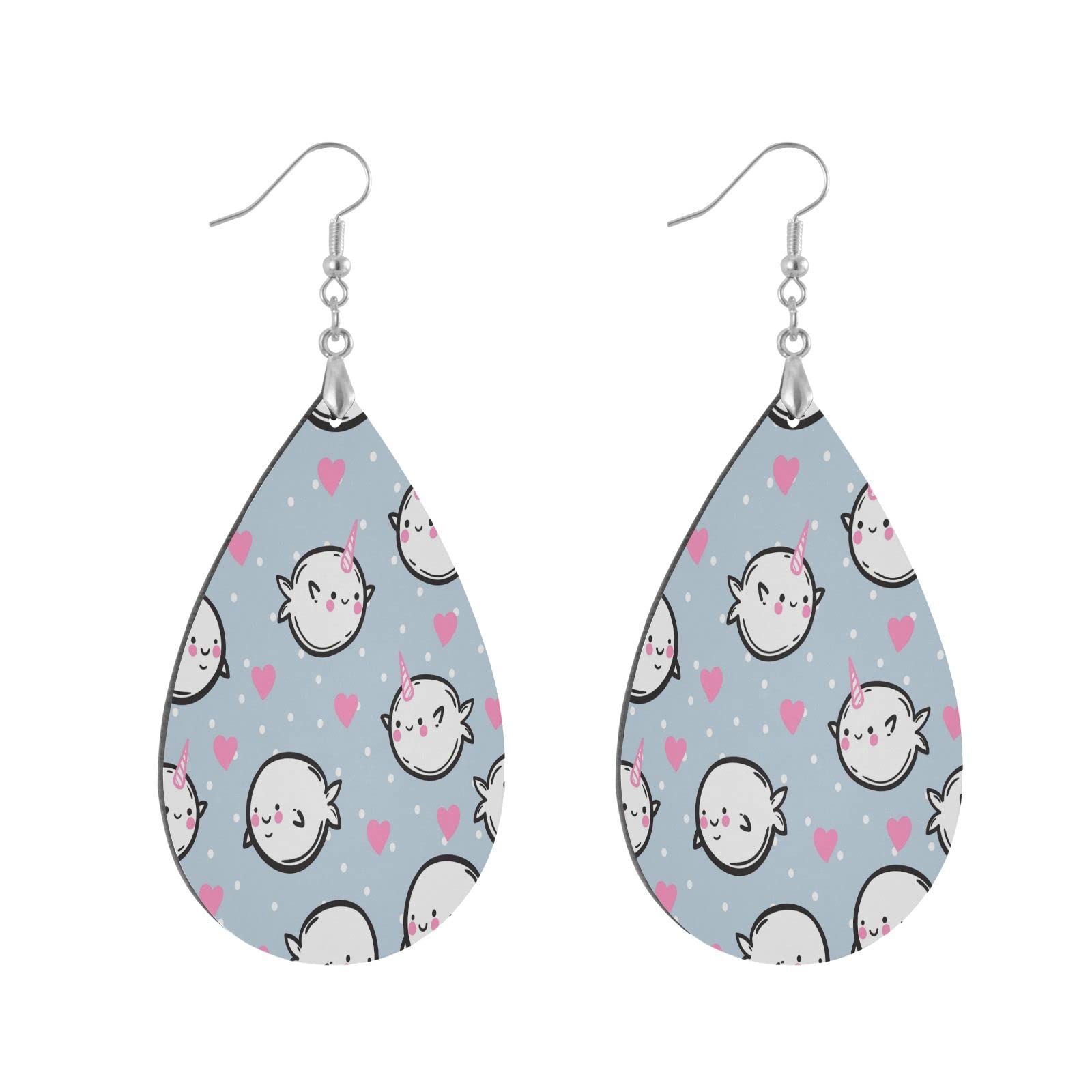 Cute Teardrop Earrings for Women - Unicorn, Whale, Love Heart & Polka Dot Dangle Earrings | Lightweight Wooden Drop Earrings | Statement Jewelry Gift for Girls & Women | Perfect for Parties, Weddings & Everyday Wear