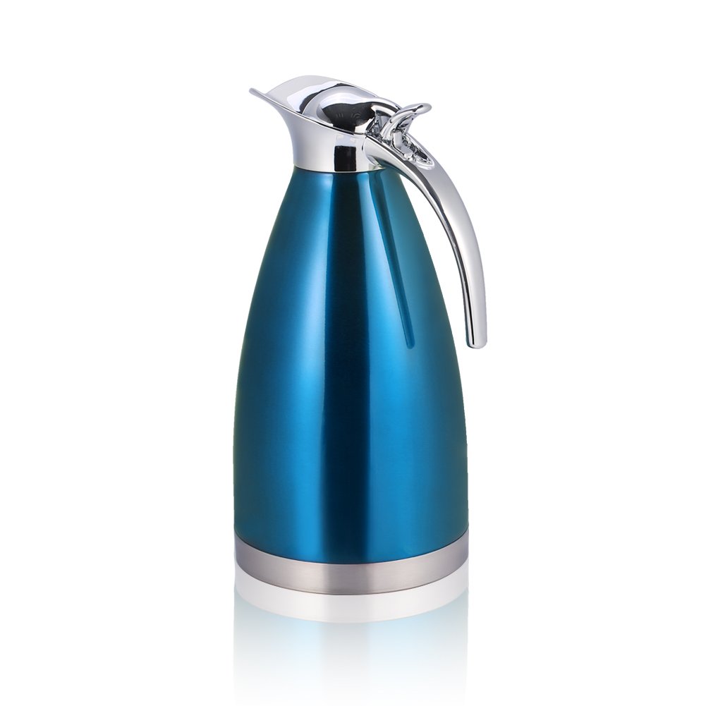 Yunnyp 2L Stainless Steel Vacuum Insulated Coffee Thermos - Double Wall Heat Preservation Pot for Hot & Cold Beverages, Perfect for Office, Travel, and Outdoor Activities | Blue