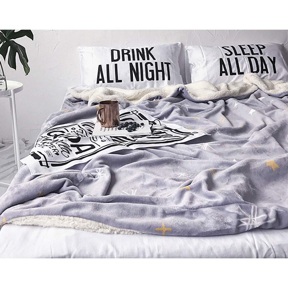 Premium Black & White Gray Lamb Cashmere Blanket - Double Thick & Extra Soft Wool Throw for Bed, Couch, Sofa - 59