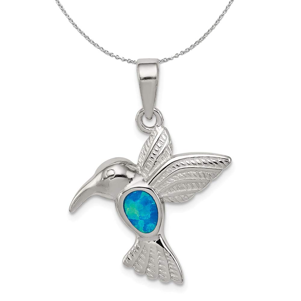 Sterling Silver Blue Opal Hummingbird Necklace for Women - Elegant Gift
