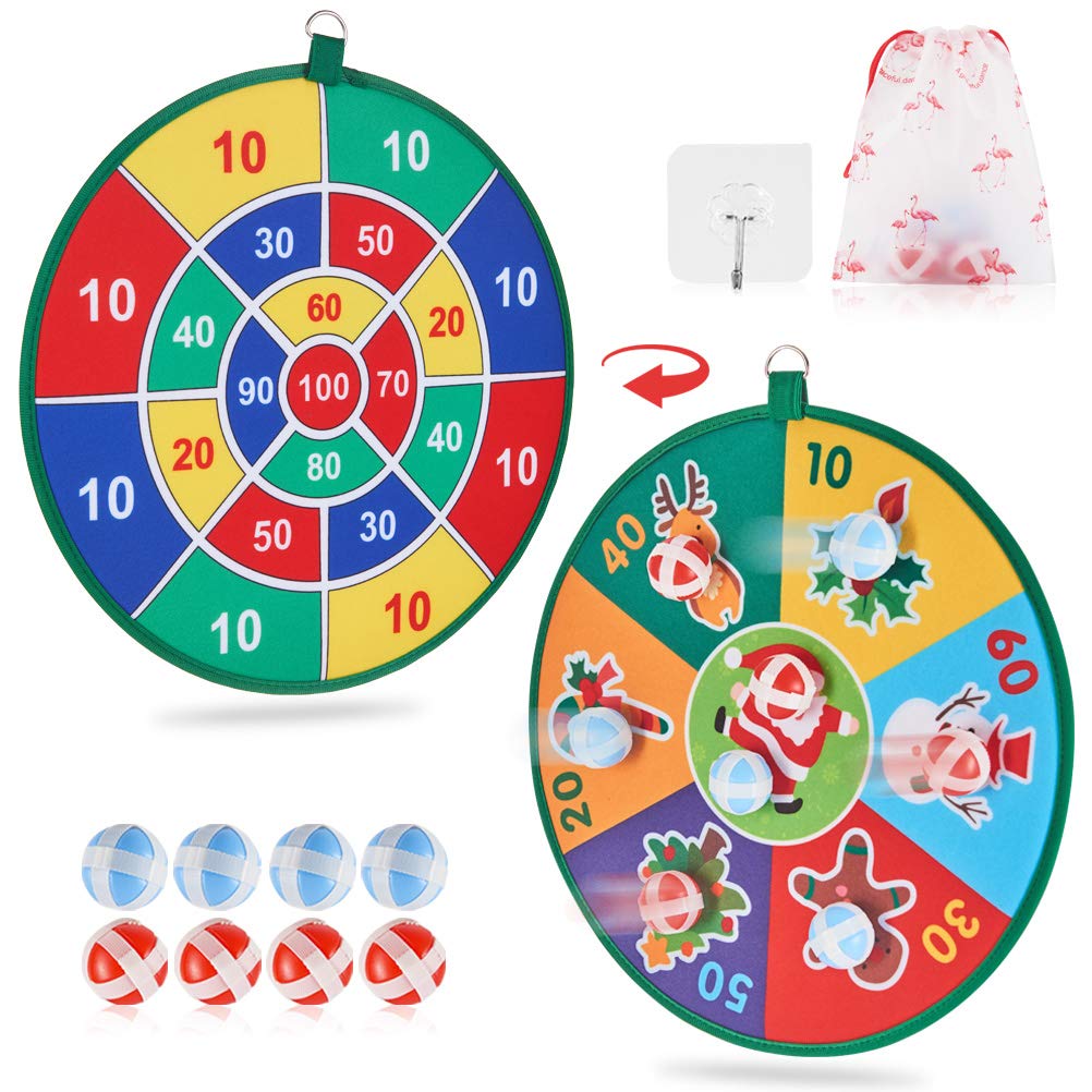 Safe Kids Dart Board Game Set with 8 Sticky Balls - 13.5 Inch Classic Dartboard for Boys & Girls - Fun Indoor/Outdoor Party Game for Birthdays & Christmas Gifts