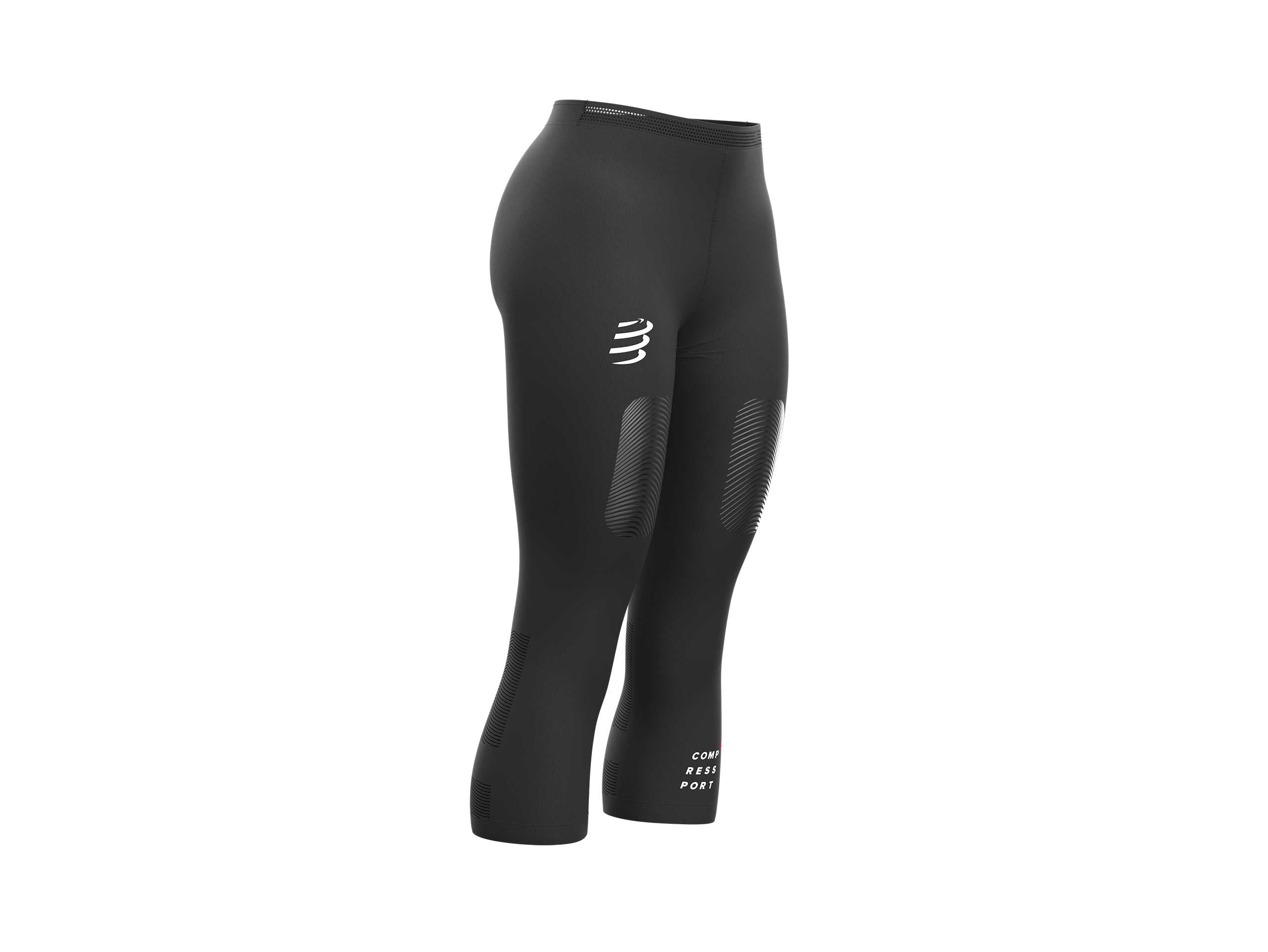 Compressport Women's Trail Running Under Control Pirate 3/4 Tights - Black (AW00004B) | High-Performance Running & Hiking Compression Pants for Outdoor Adventures