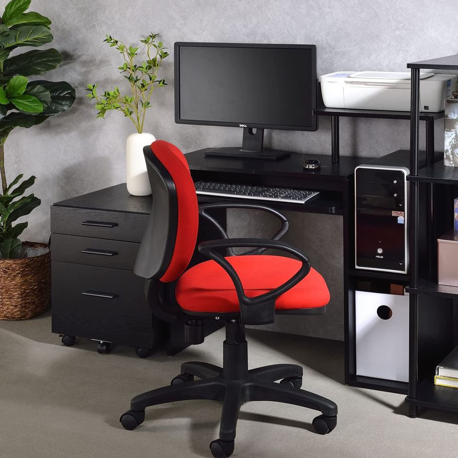 37 Inch Home Office Computer Desk with CPU Storage, Keyboard Tray & Shelves - Black Ergonomic Workstation for Small Spaces, Gaming & Remote Work