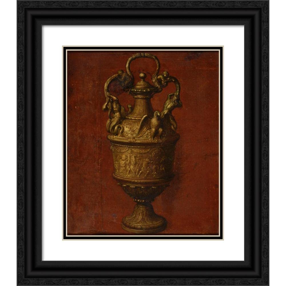 Baudouin Yvart 20x24 Black Ornate Framed Double Matted Museum Art Print - A Silver Vase Wall Decor | Perfect for Living Room, Bedroom & Office Art Display