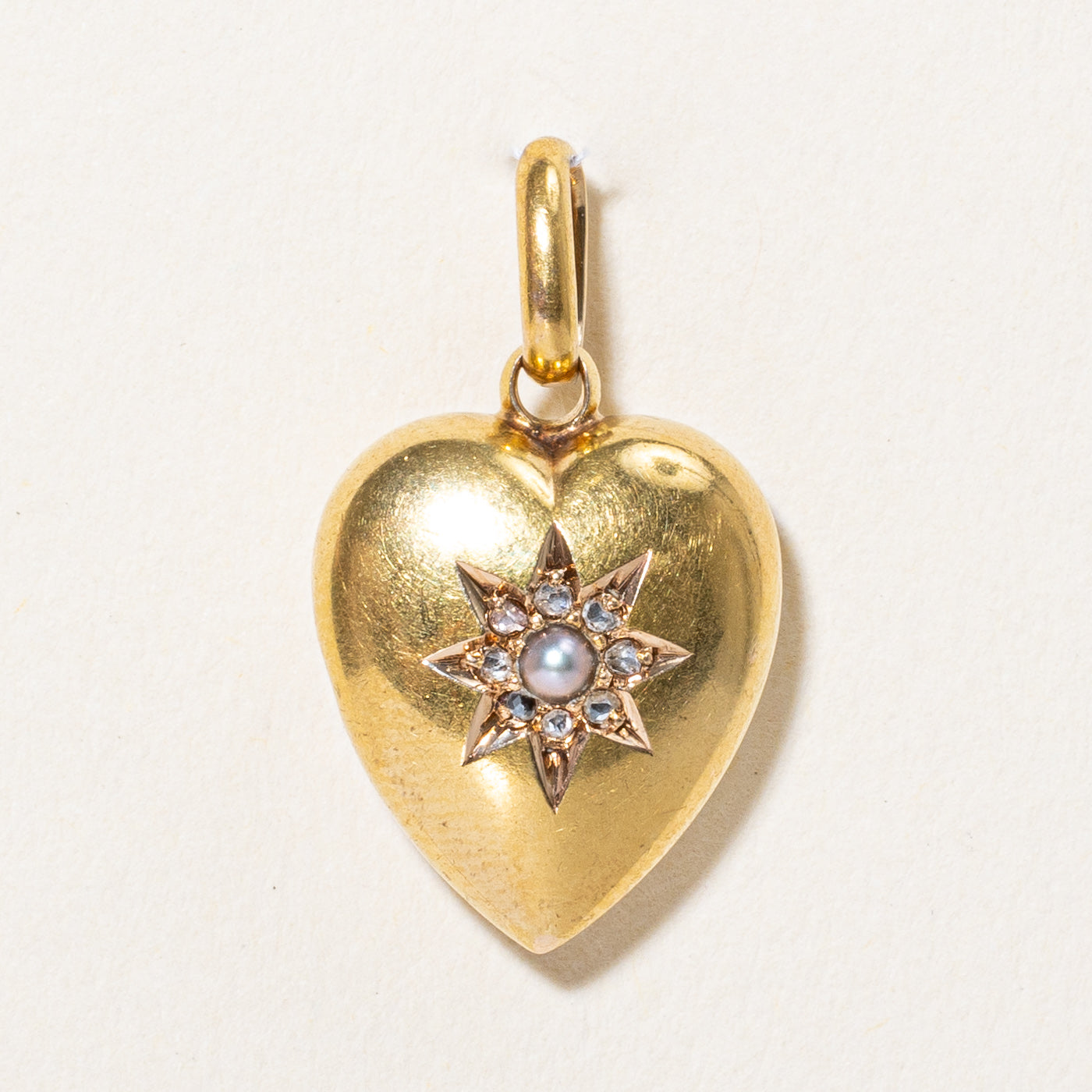 1896 Rose Cut Diamond & Pearl Heart Pendant Necklace | 0.04ctw Vintage Jewelry | Perfect for Valentine's Day, Anniversary & Romantic Gifts