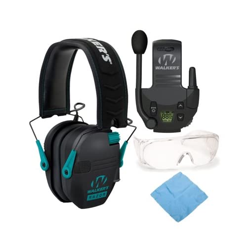 Walker's Razor Slim Electronic Shooting Earmuffs with Walkie Talkie & OTG Shooting Glasses Bundle - Hearing Protection for Hunting, Range Shooting & Outdoor Activities