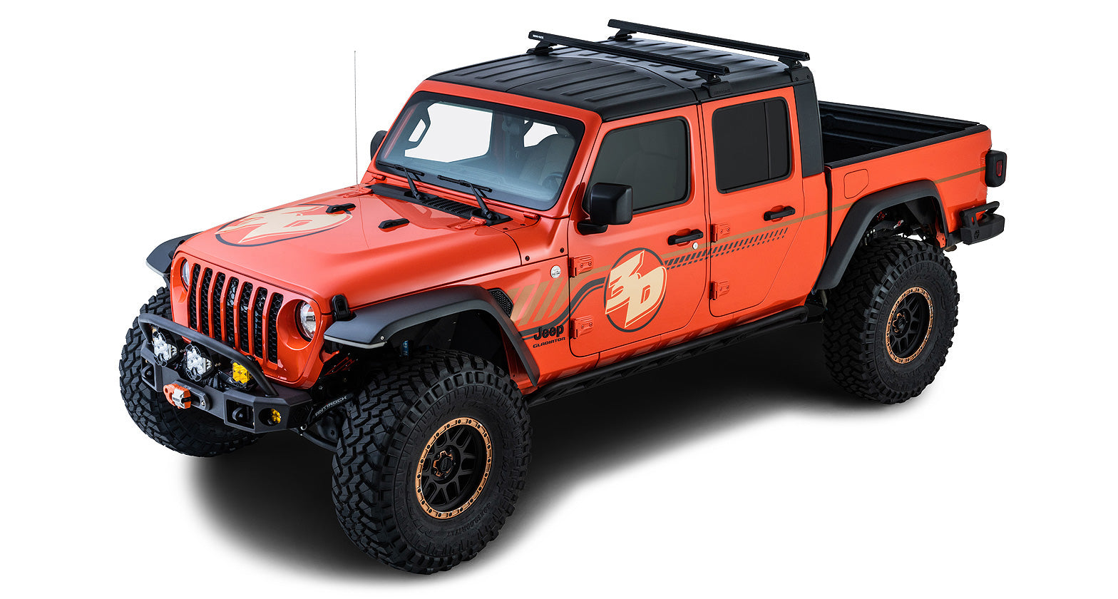 Heavy Duty Backbone Roof Rack with RCL Legs for Jeep Gladiator 2020-2024 | 2 Black Cross Bars | 4-Door Truck Accessories | Perfect for Camping, Off-Roading & Outdoor Adventures