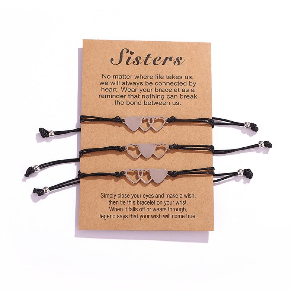 Best Friends Bracelet Set - 2/3/4/5 Pcs Matching Heart BFF Jewelry for Women | Long Distance Friendship Gifts | Colorful Bling Charm Bracelets for Besties (Perfect for Birthdays, Anniversaries & Sister Gifts)