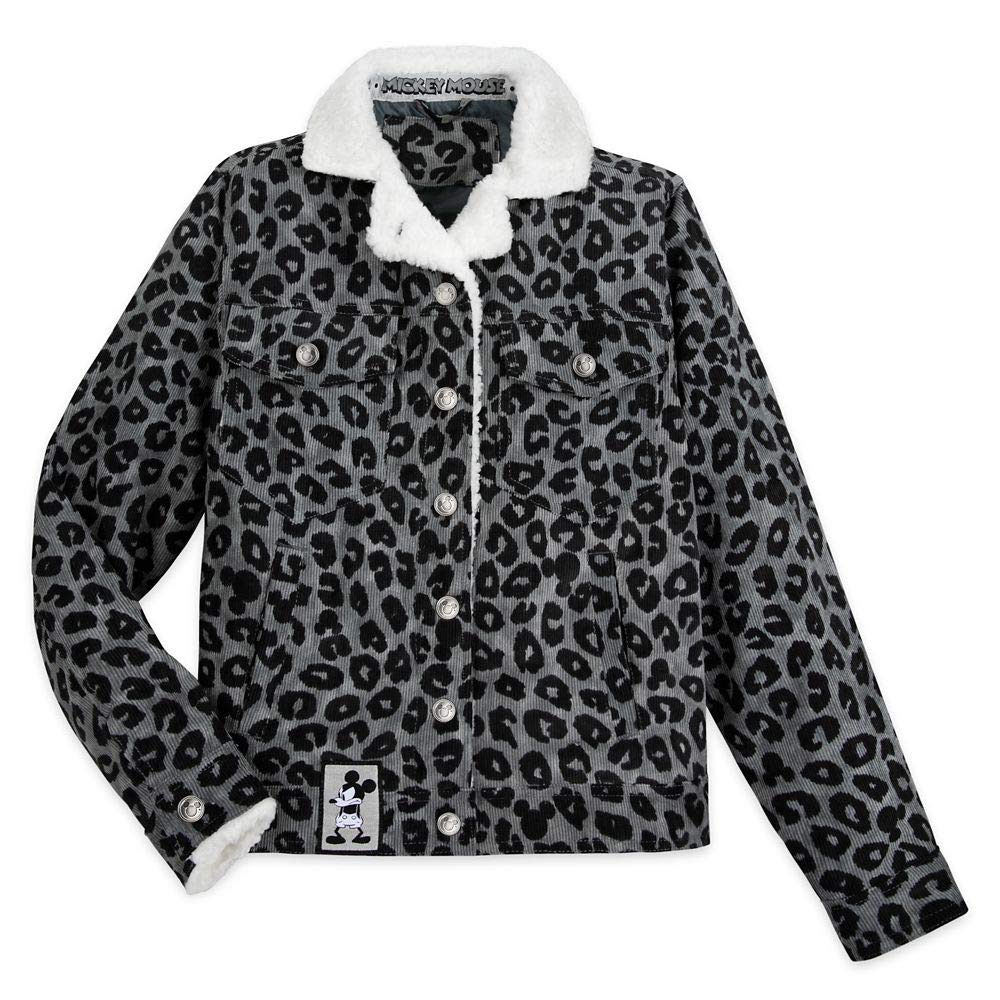 Disney Mickey Mouse Grayscale Jacket for Women - Stylish Winter Coat with Hood, Warm Fleece Lining - Perfect for Casual Outings, Theme Parks & Disney Vacations