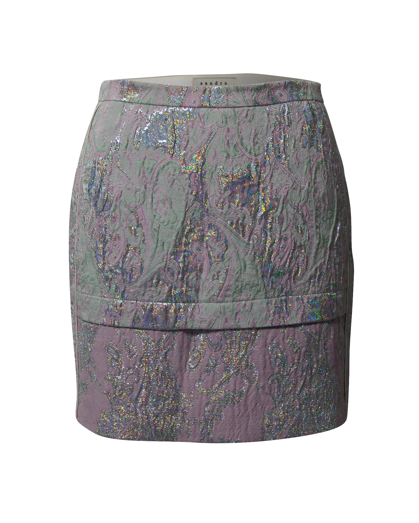 Stylish Abstract Metallic Jacquard Mini Skirt - Polyester Stretch Fabric for Women | Perfect for Night Out, Party, and Casual Wear
