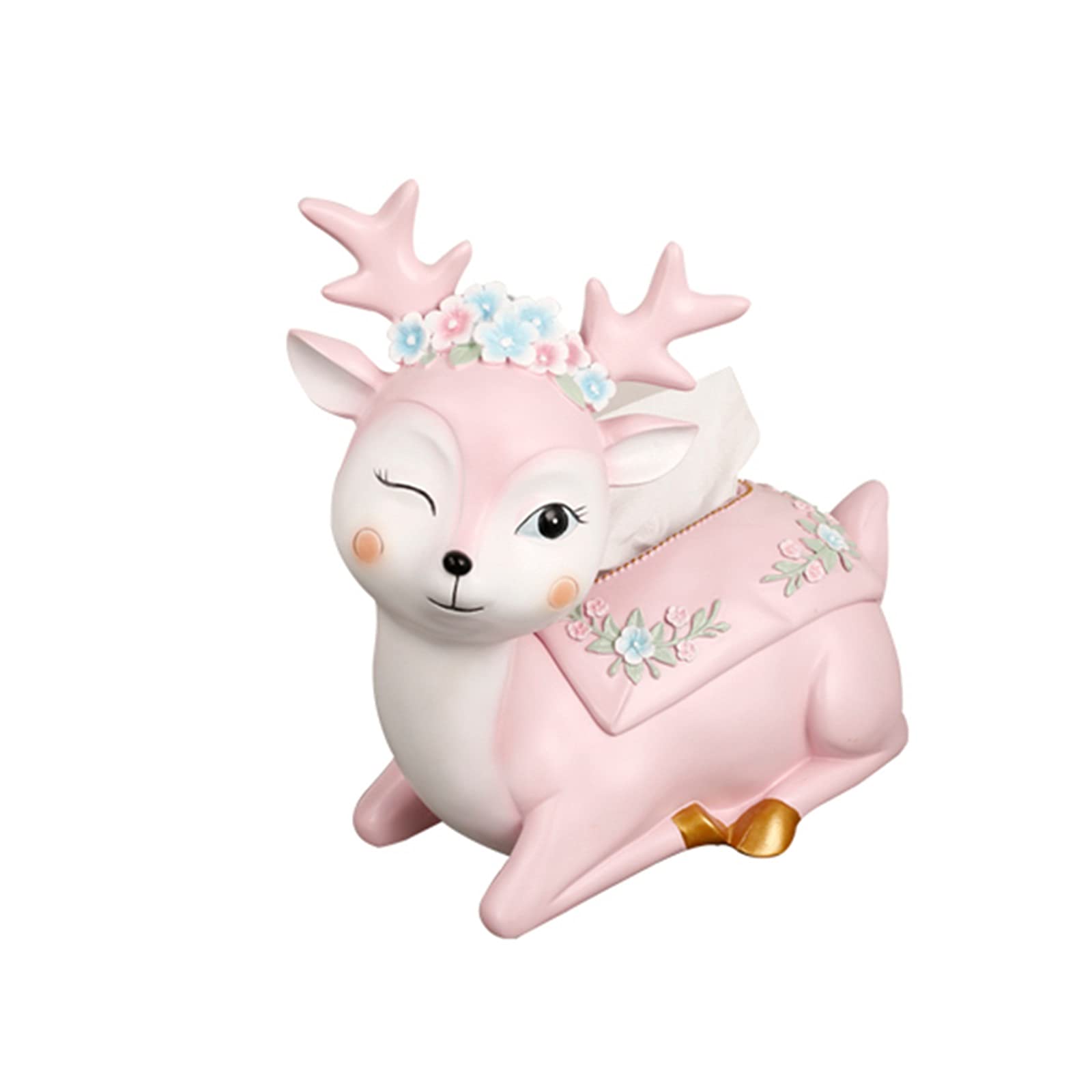 Elegant Pink Resin Deer Tissue Box Cover - Creative Animal Sculpture for Home & Office Decor, Desktop Organizer, Unique Gift Idea - Perfect for Living Room, Bedroom, or Workspace