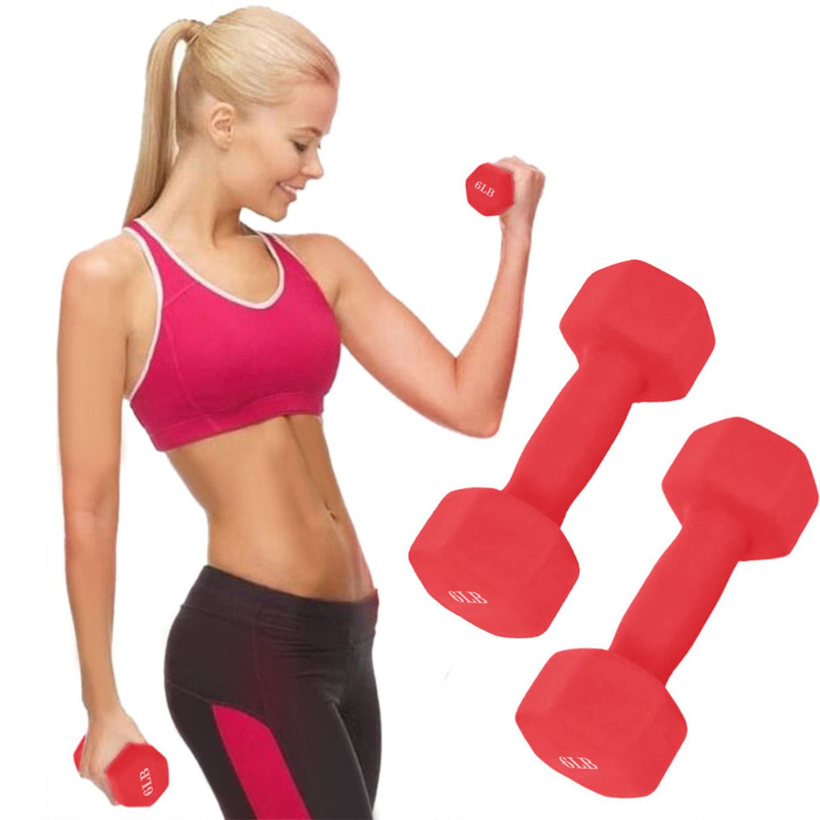 Neoprene Dumbbell Set of 2 - Non-Slip Hex Free Weights for Home Gym, Strength Training & Weight Loss | Perfect for Muscle Toning, Full-Body Workouts & Portable Fitness