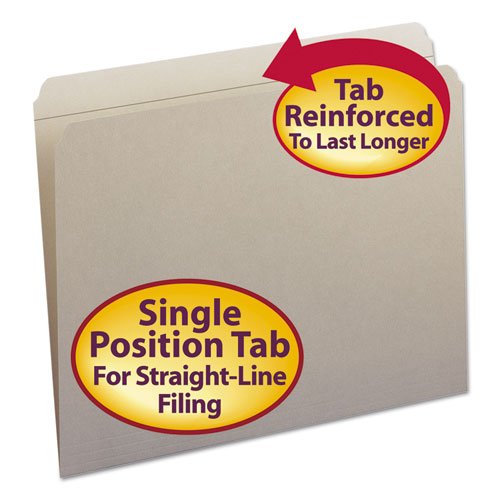 Smead Letter Size Straight Cut Folder - Gray - Organize Documents, Files, and Office Supplies for Home or Business Use