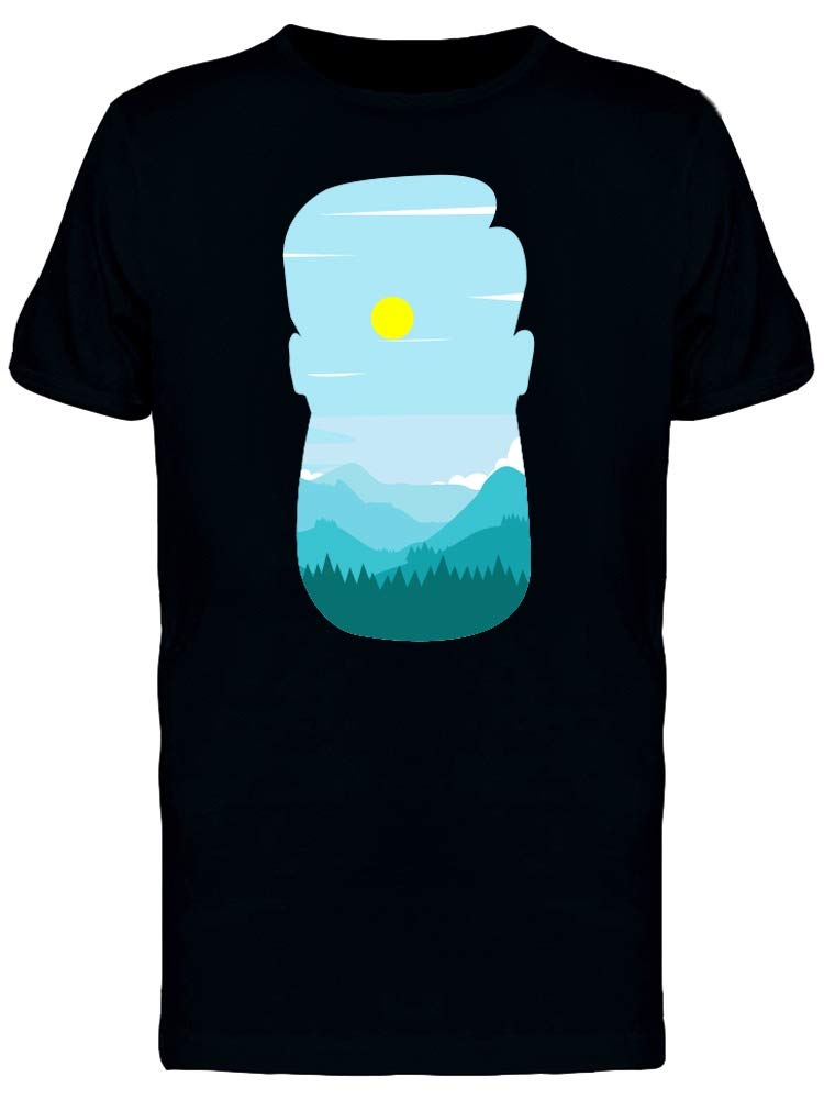 Trendy Hipster Man Silhouette Landscape Graphic T-Shirt for Men - Casual Streetwear & Urban Fashion Tee for Everyday Wear