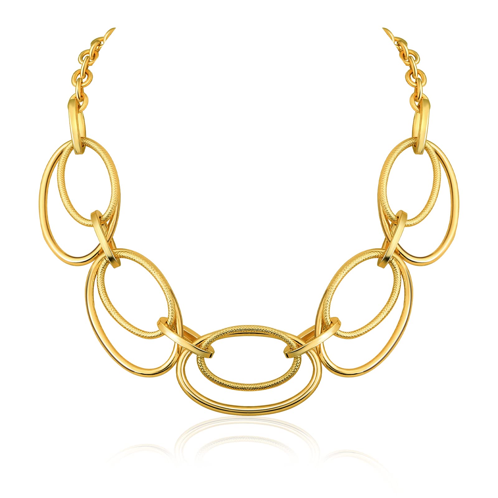 14K Gold Plated Silver Chain Necklace for Women - Thick Layered Long Necklace - Perfect for Everyday Wear, Parties & Special Occasions