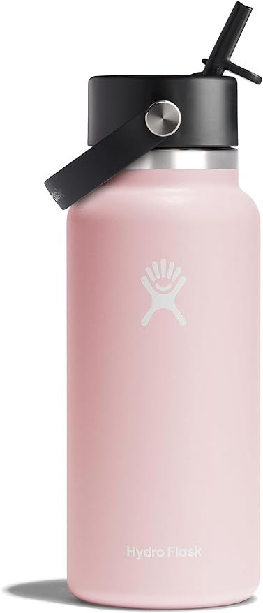 Hydro Flask 32oz Wide Mouth Water Bottle with Flex Straw Lid - Insulated Stainless Steel Vacuum Flask for Hiking, Gym & Outdoor Activities