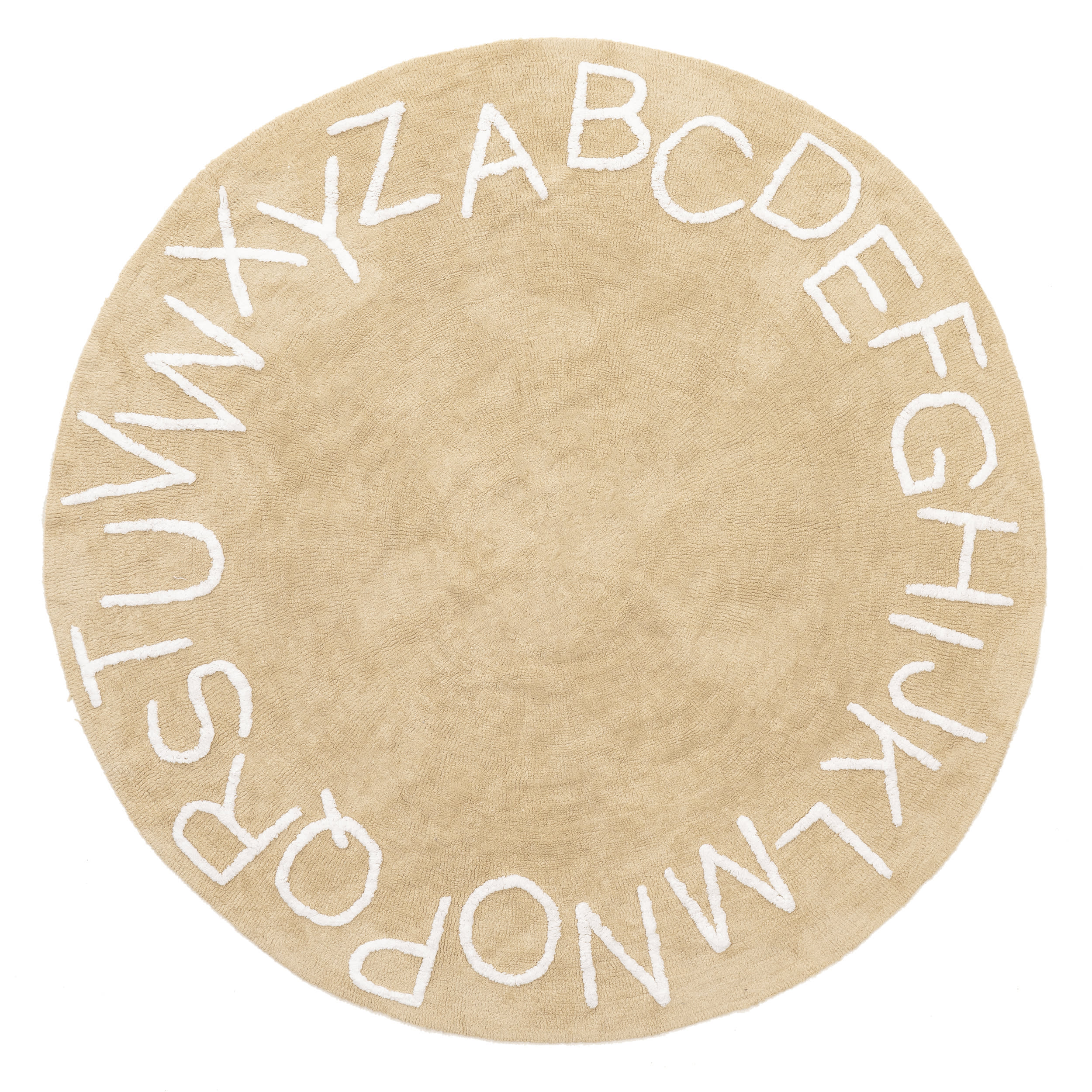Alphabet Nursery Washable Rug for Kids - Soft, Non-Slip ABC Learning Carpet in Tan | Perfect for Playrooms, Daycares & Toddler Bedrooms