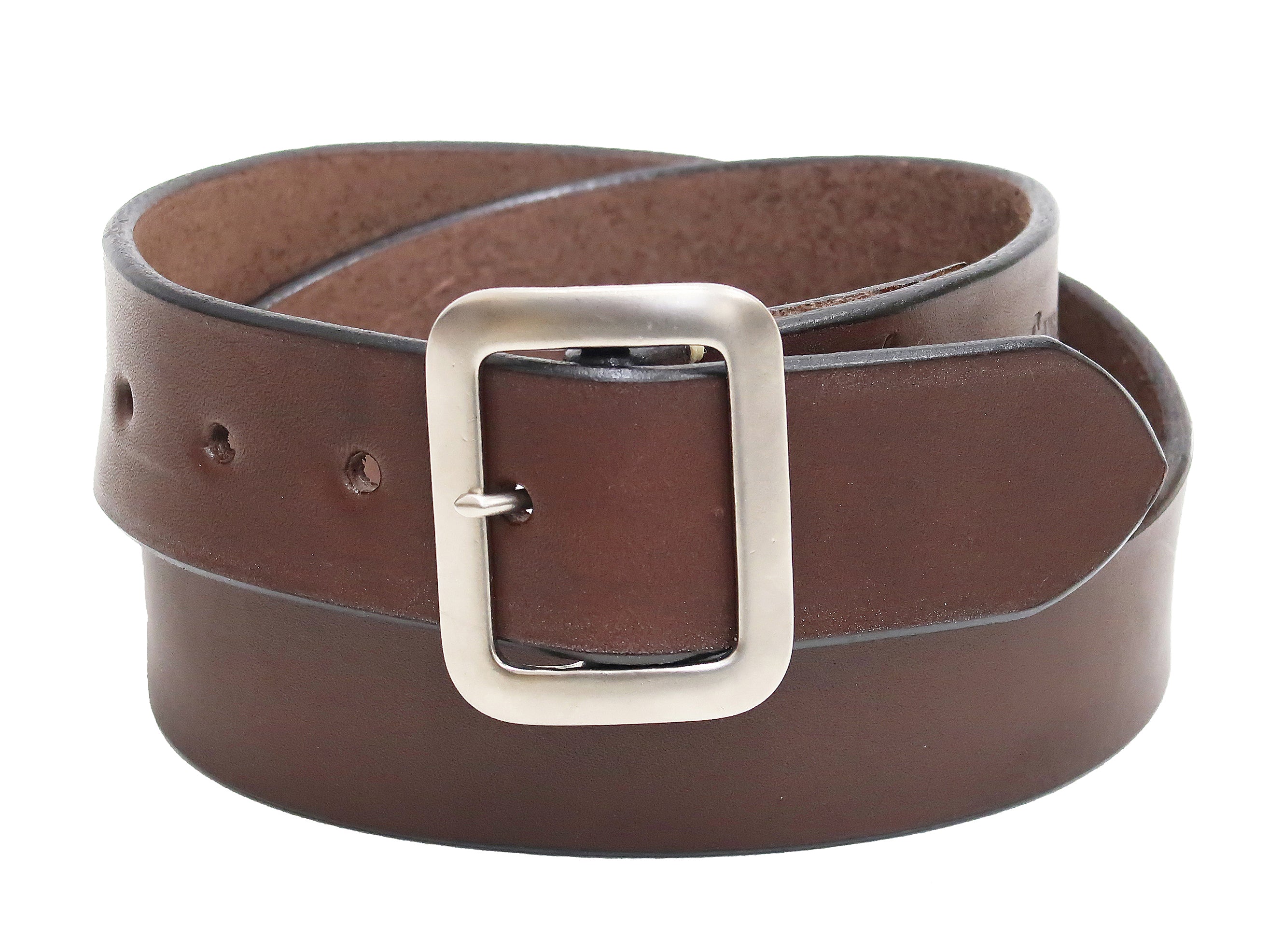 Men's 40mm Wide Brown Cowhide Leather Belt with Single Prong Square Buckle - Casual & Durable for Everyday Wear | Perfect for Office, Jeans & Formal Outfits