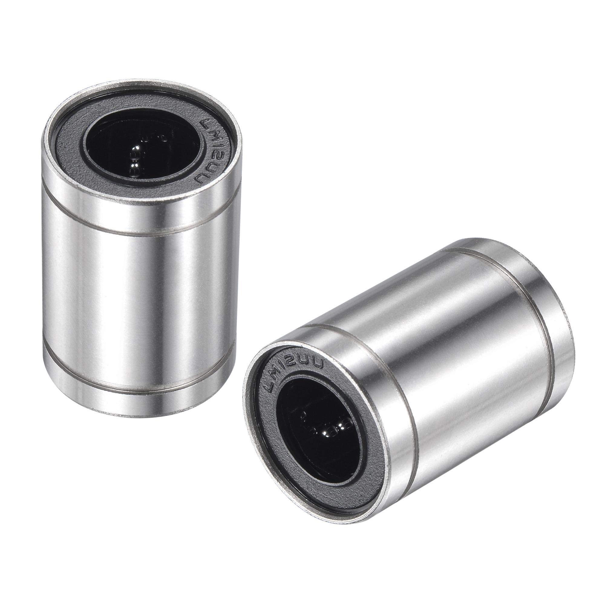 LM12UU Linear Ball Bearings 12mm Bore 21mm OD 30mm Length Nickel Plated - 4 Pack for CNC Machines, 3D Printers, Laser Cutters & DIY Automation Projects | High Precision Motion Components