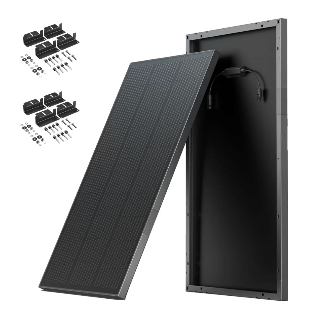 2 x EcoFlow 100W Rigid Solar Panels with Mounting Feet - Portable Solar Charging Kit for RV, Boat, Camping & Off-Grid Power Supply