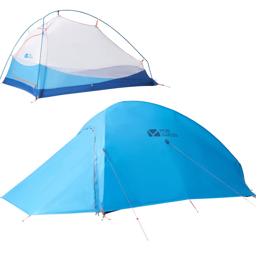 MOBI GARDEN Ultralight Backpacking Tent 1-3 Person - Waterproof Hiking & Biking Tent with Footprint - Compact 5.3lb Lightweight Camping Tent for Outdoor Adventures, Travel & Emergency Shelter