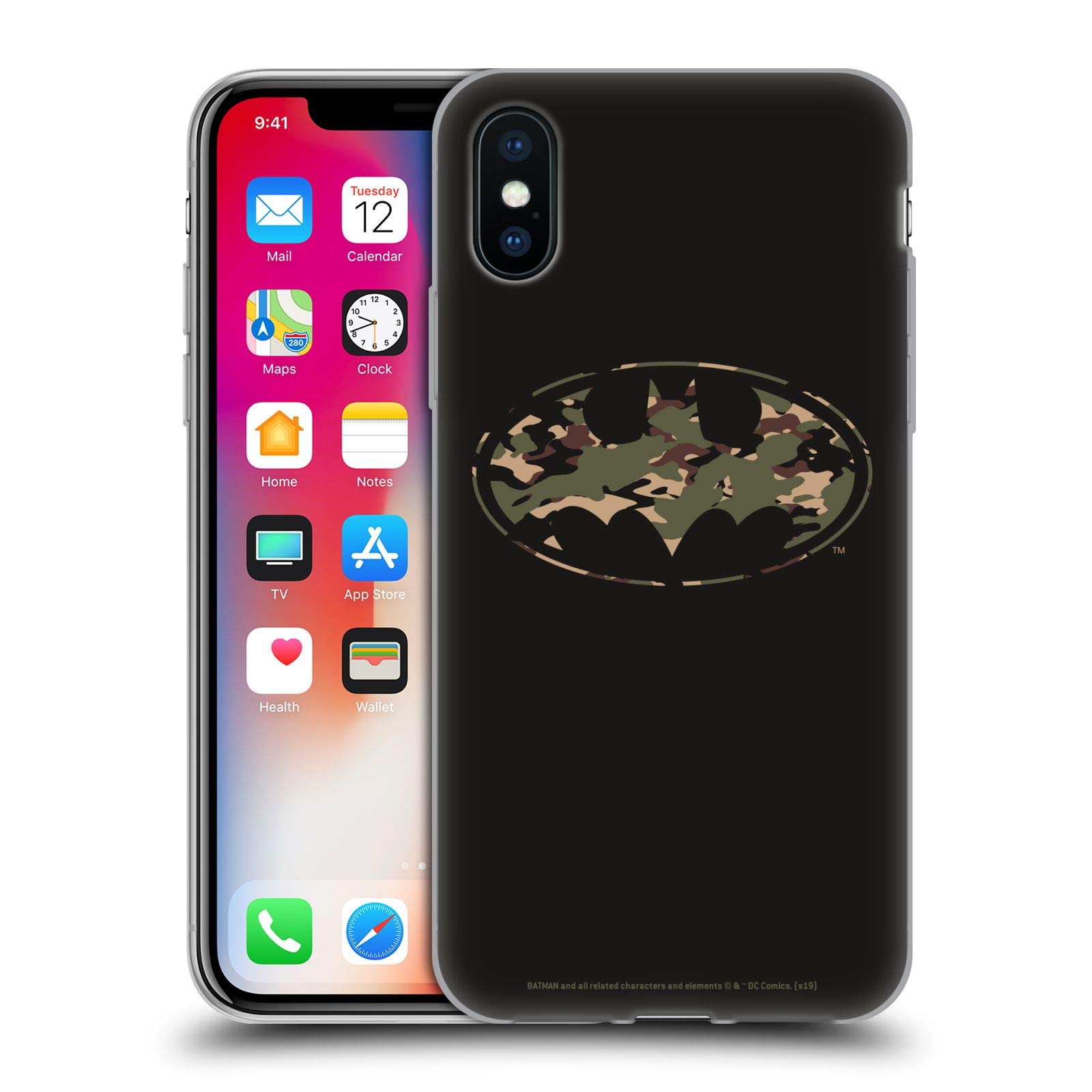 Officially Licensed Batman DC Comics Camouflage Soft Gel Case for Apple iPhone X/Xs - Durable Protective Phone Cover for Superhero Fans | Perfect for Daily Use, Cosplay & Comic Conventions