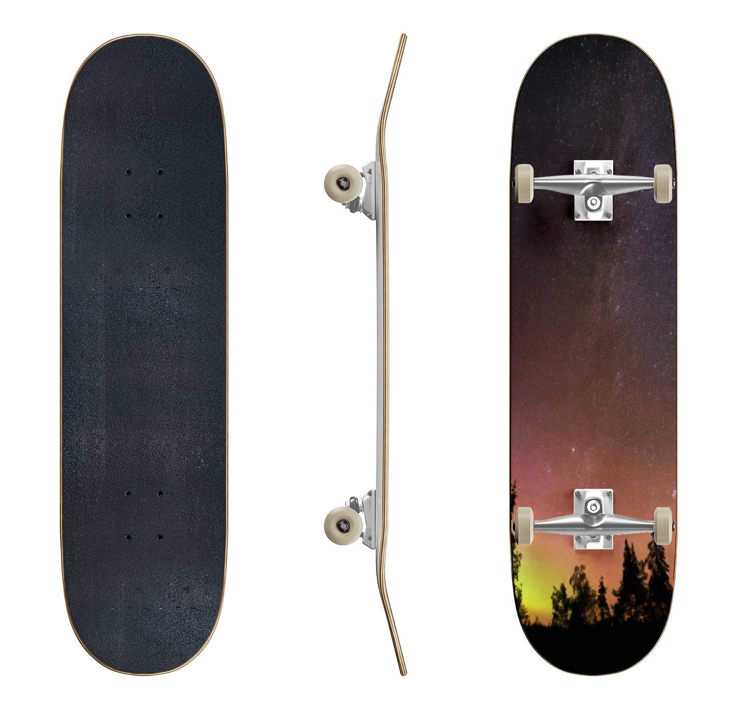 Shooting Star & Milky Way Classic Concave Skateboard - Premium Longboard for Beginners & Professionals | Extreme Sports Equipment | Cool Teen Gifts for Skateboarding Enthusiasts | Perfect for Street Skating, Commuting & Trick Practice