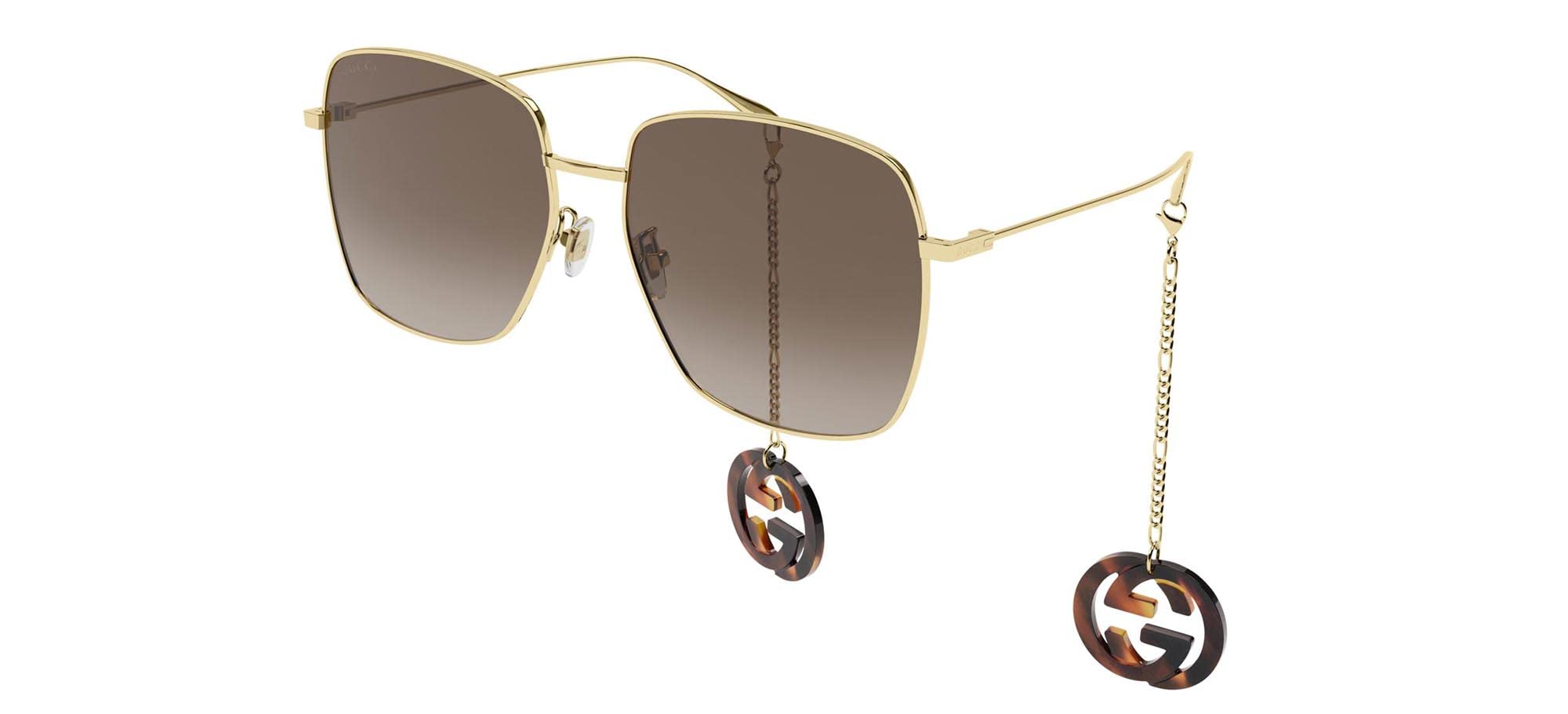Gucci Women's Oversized Metal Sunglasses - UV Protection Fashion Shades for Women, Luxury Designer Sunglasses for Beach, Driving & Outdoor Activities