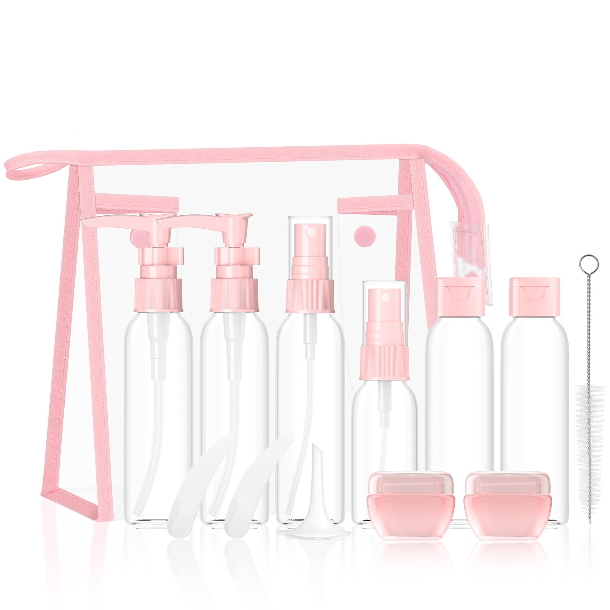 Morfone 4-Piece TSA Approved Leak Proof Travel Bottles Kit with Toiletry Bag - Refillable Travel Size Containers for Shampoo, Conditioner, Lotion & Cosmetics | Perfect for Air Travel, Gym & Vacation Essentials