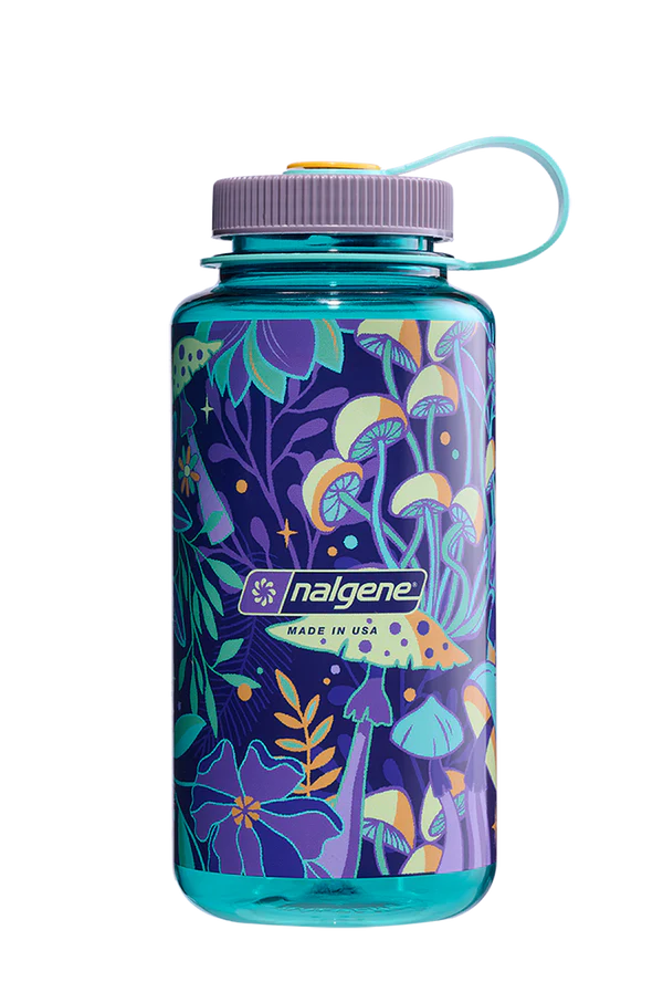 32oz Wide Mouth Water Bottle with Psychedelic Botanical Print - Perfect for Gym, Hiking & Outdoor Adventures