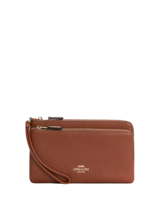 Coach Double Zip Wallet for Women - Genuine Leather Crossbody Wallet with RFID Protection - Perfect for Travel, Shopping & Everyday Use