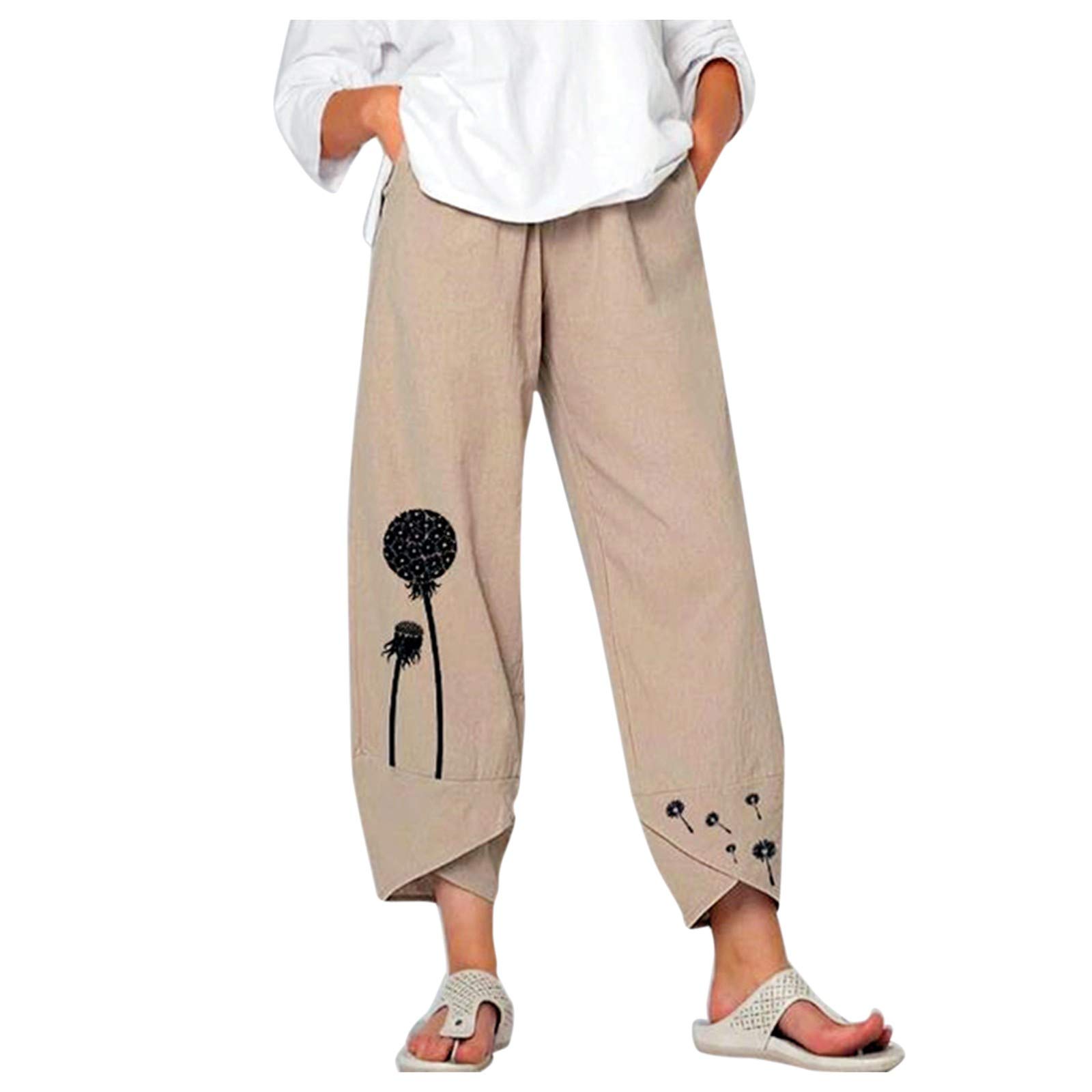 Women's Camouflage Lounge Pants - Elastic Waist Casual Floral Print Wide Leg Trousers for Home, Yoga & Relaxation