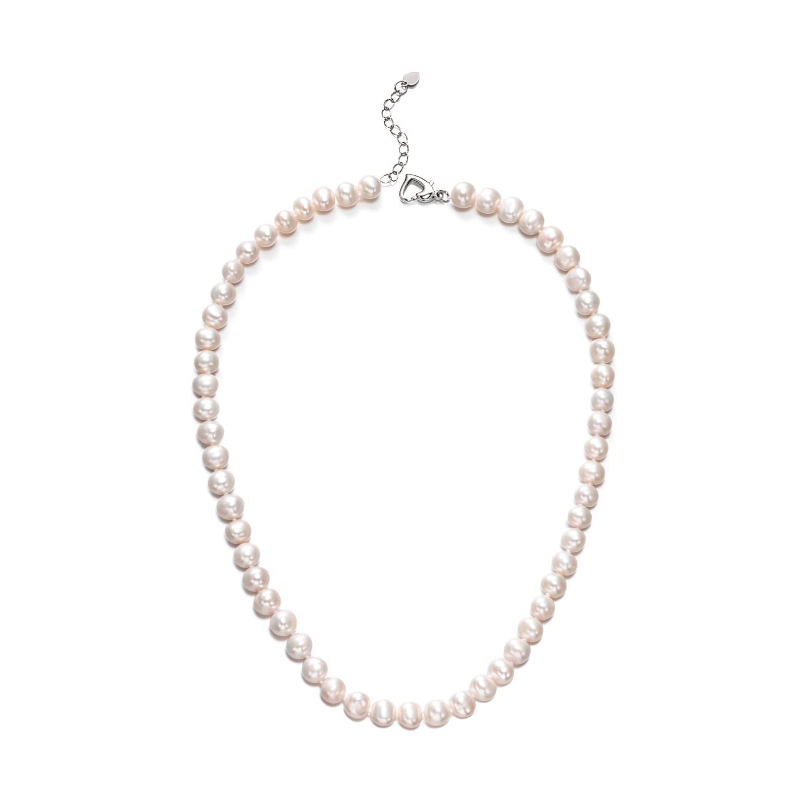 Real Pearl Necklace with Heart Clasp - Elegant Jewelry Gift for Women