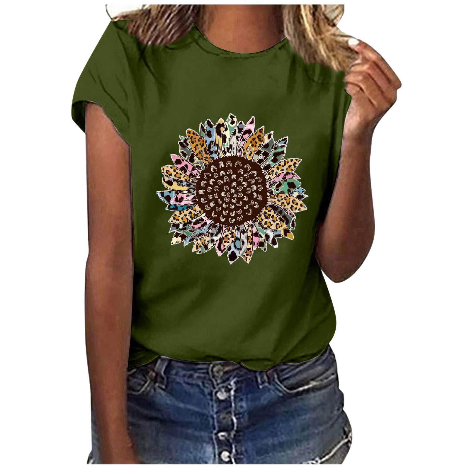 Funny Women's T-Shirts - Casual Summer Short Sleeve Gradient Print Blouse | Perfect for Beach Outings, Weekend Wear & Casual Fashion