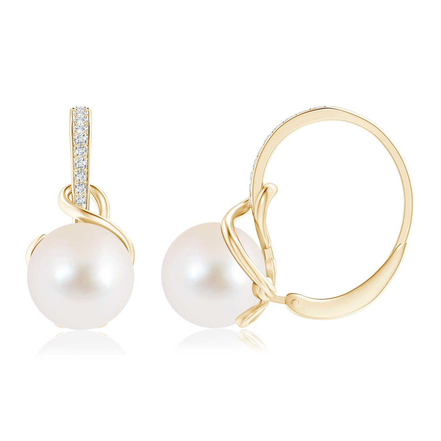 ANGARA 14K Solid Gold Freshwater Cultured Pearl Earrings for Women | June Birthstone Jewelry Gift | Birthday, Wedding, Anniversary Present | Elegant Everyday Wear & Special Occasion Accessories