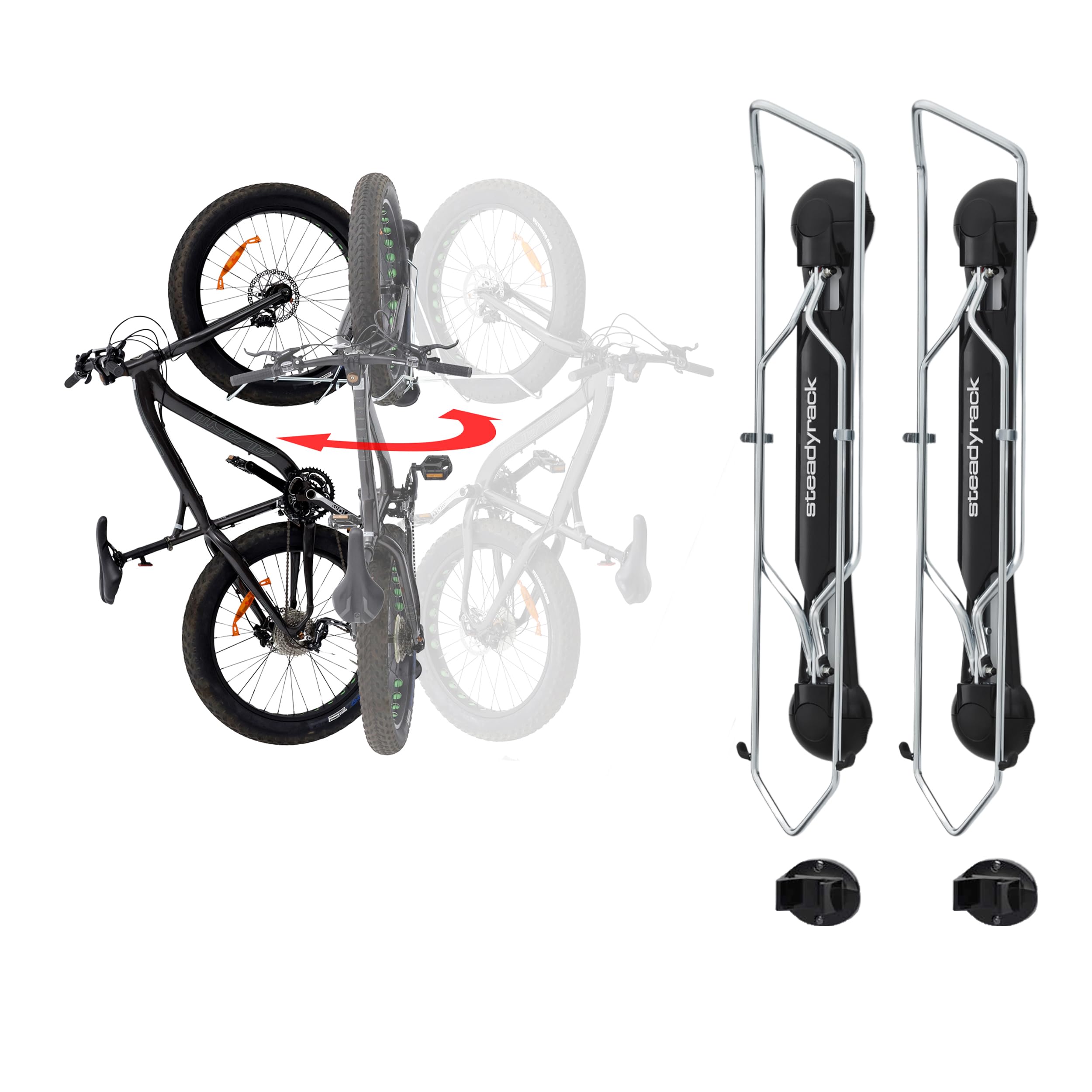 Steadyrack Vertical Bike Rack for Fat Tires - Space Saving Wall Mount Garage Storage for 5
