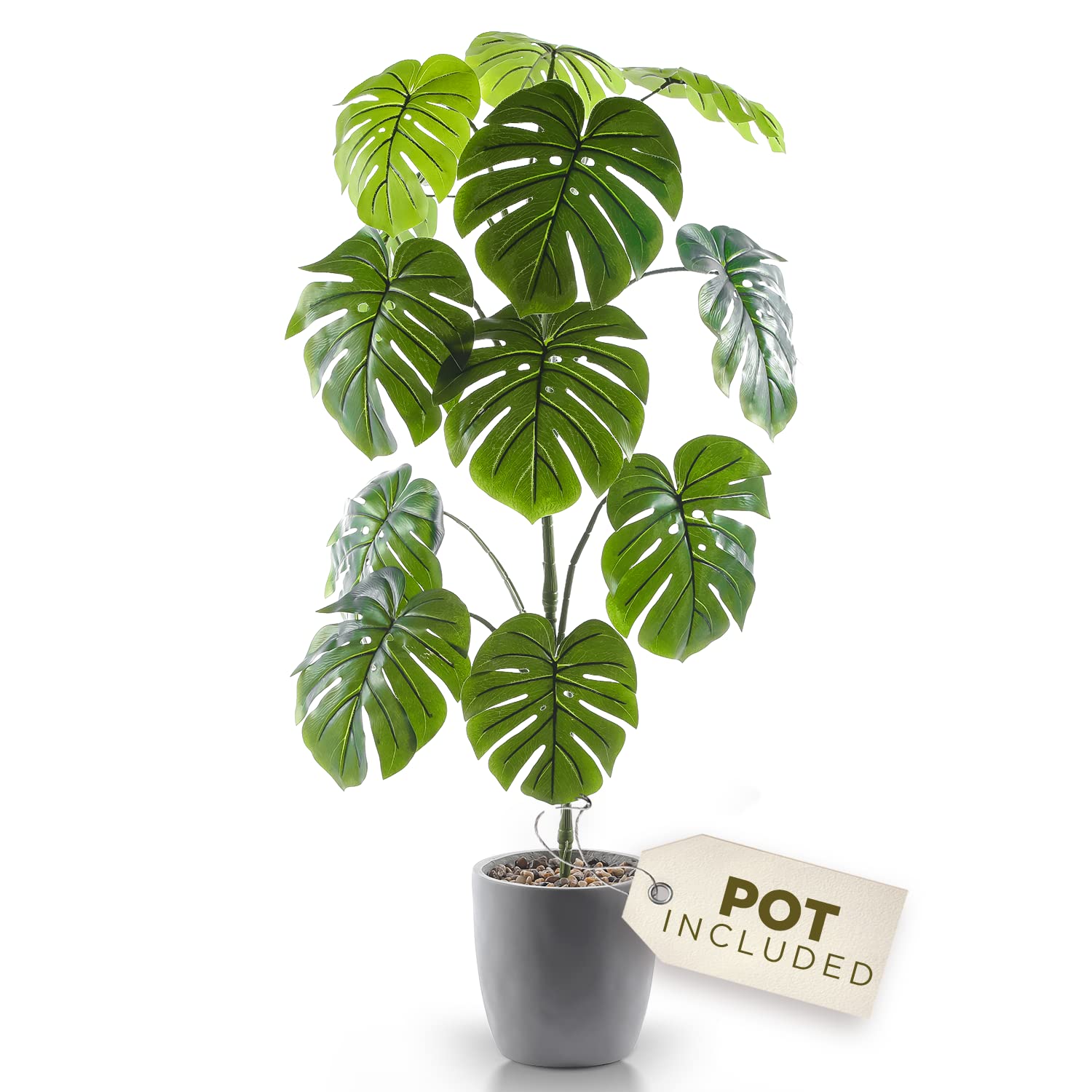 Premium 4 Feet Artificial Monstera Plant in Pot - Large Faux Indoor Plants for Home Decor, Tall Fake Plants for Living Room, Office & Bedroom - Perfect for Modern Interior Design & Housewarming Gifts