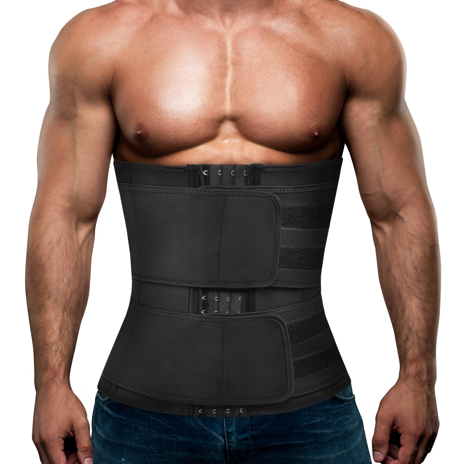 Men's Workout Waist Trainer - Neoprene Corset for Sauna & Sweat - Slimming Belt with Adjustable Straps for Tummy Control & Body Shaping - Perfect for Gym, Weight Loss & Postpartum Recovery