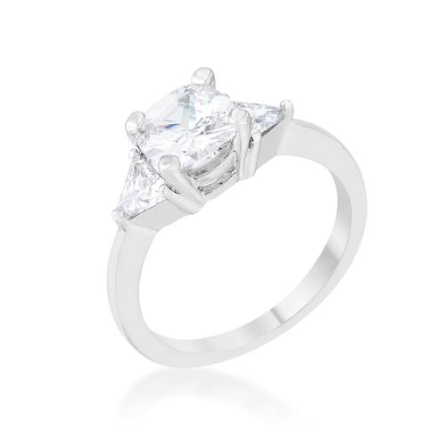 1.8ct Cushion Cut Cubic Zirconia Rhodium Plated Statement Ring for Women - Elegant Wedding, Engagement & Evening Party Jewelry