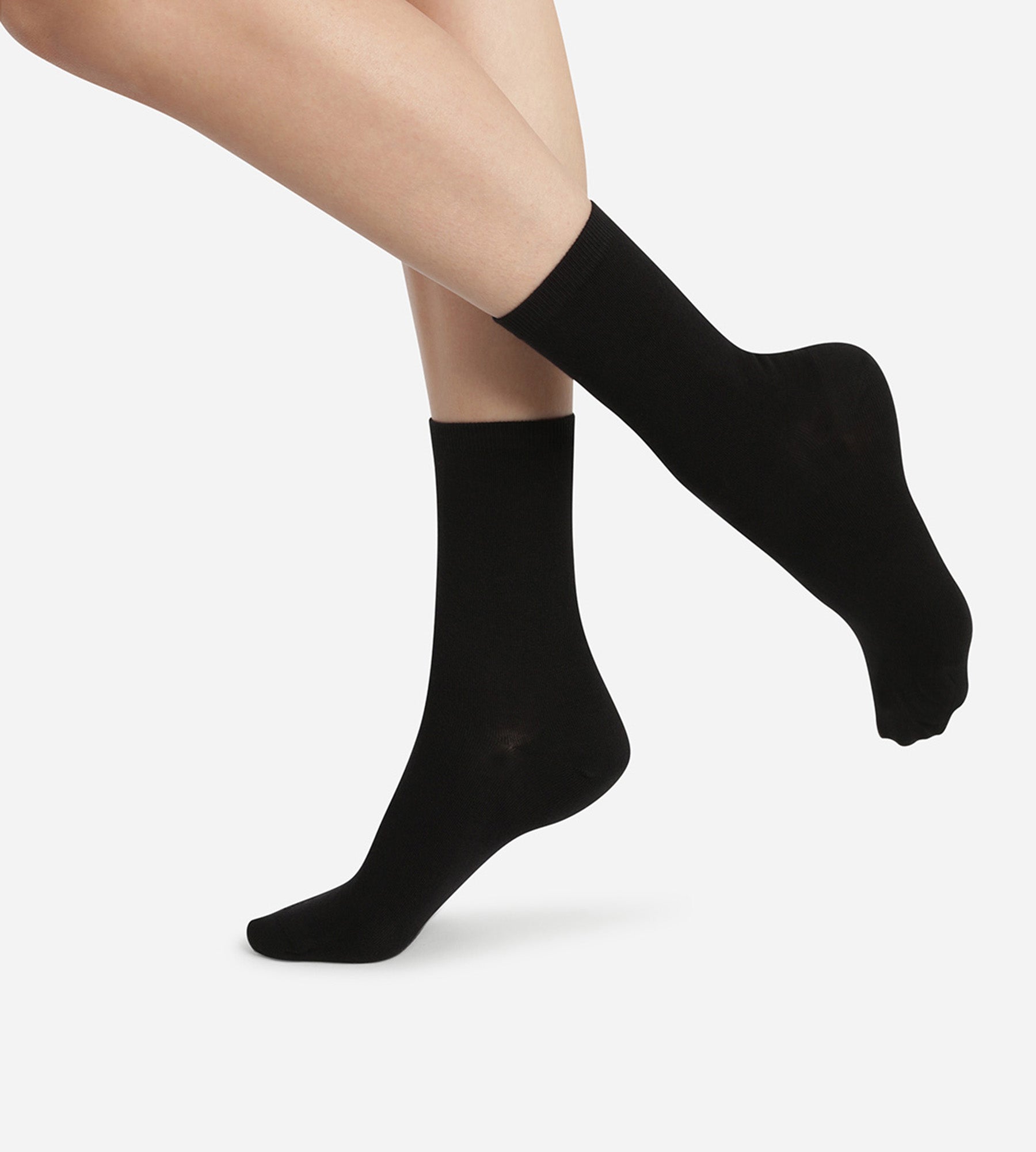 2 Pairs Women's Black Cotton Socks - Soft & Breathable for Everyday Wear, Workouts & Casual Outfits