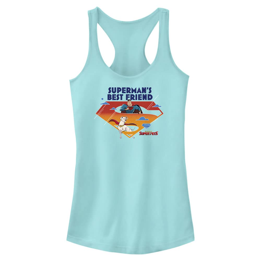 DC Comics Women's Super Pets Superman's Best Friend Junior's Racerback Tank Top for Casual Wear and Comic Conventions