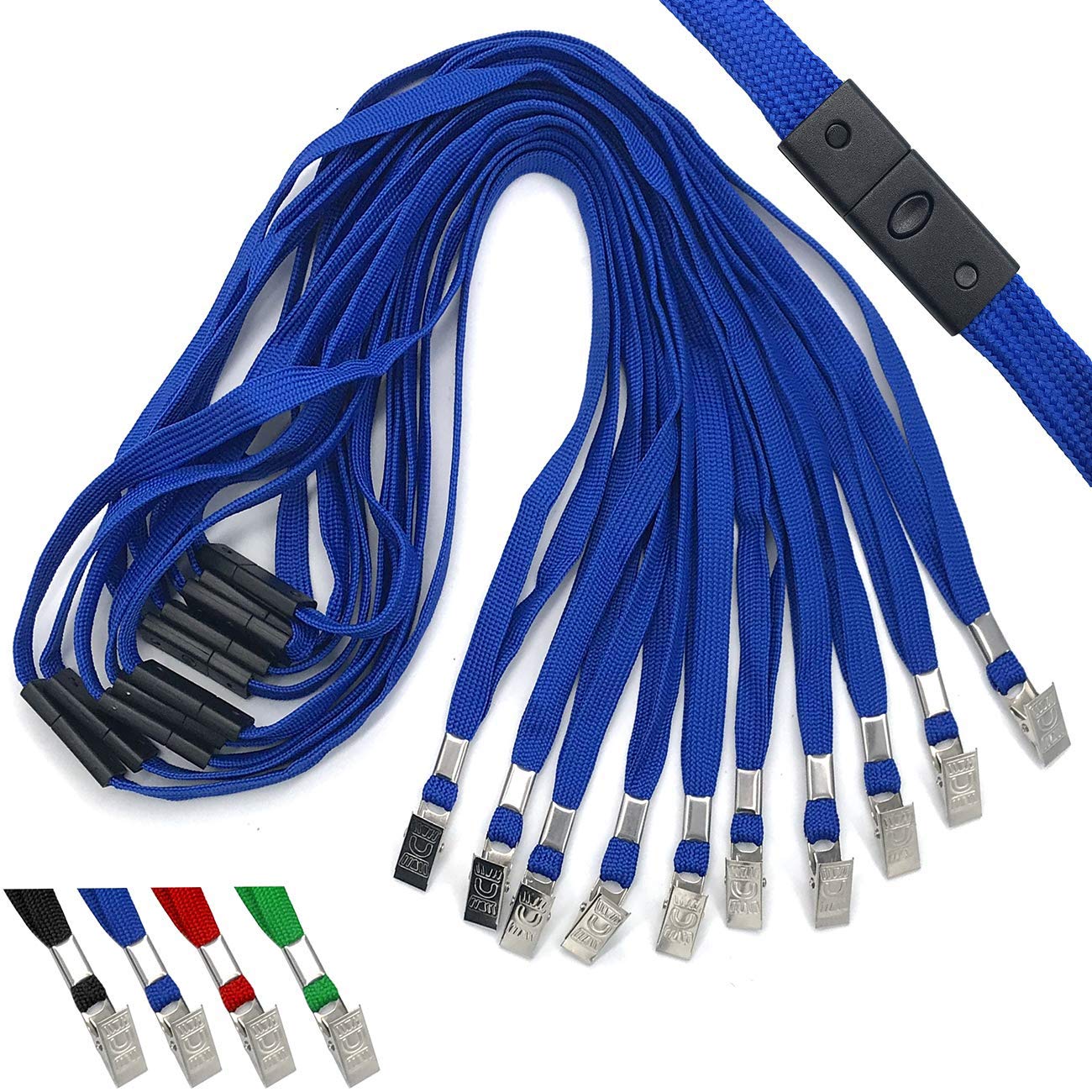 Premium Blue Breakaway Lanyards 25 Pack - Comfortable Neck Straps for ID Badges & Keys