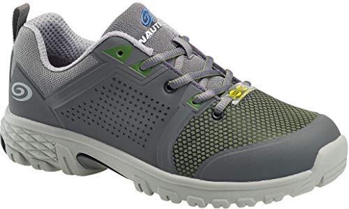 FSI Nautilus Zephyr Men's Safety Work Shoes - Oil & Slip Resistant, Aluminum Alloy Toe, Static Dissipative - Grey/Green Size 14 Wide - Ideal for Construction, Warehouse & Industrial Work