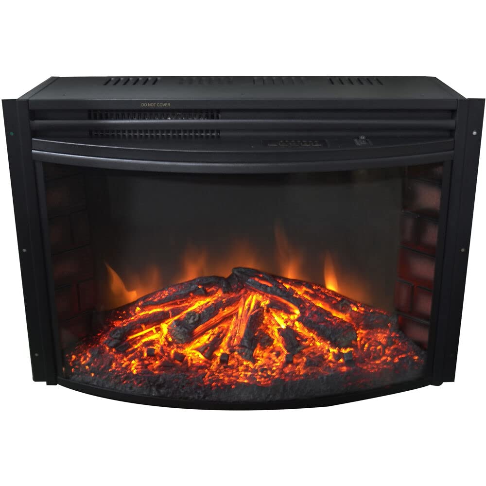 25-inch Fireside Freestanding 5116 BTU Curved Electric Fireplace Heater Insert with Remote Control - Perfect for Living Rooms, Bedrooms & Home Offices
