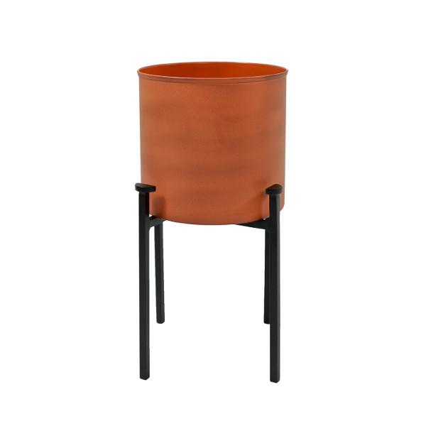 Eileen Planter with Steel Patina Pot - Modern Indoor/Outdoor Flower Pot for Home Decor, Office Plants & Garden Decorations