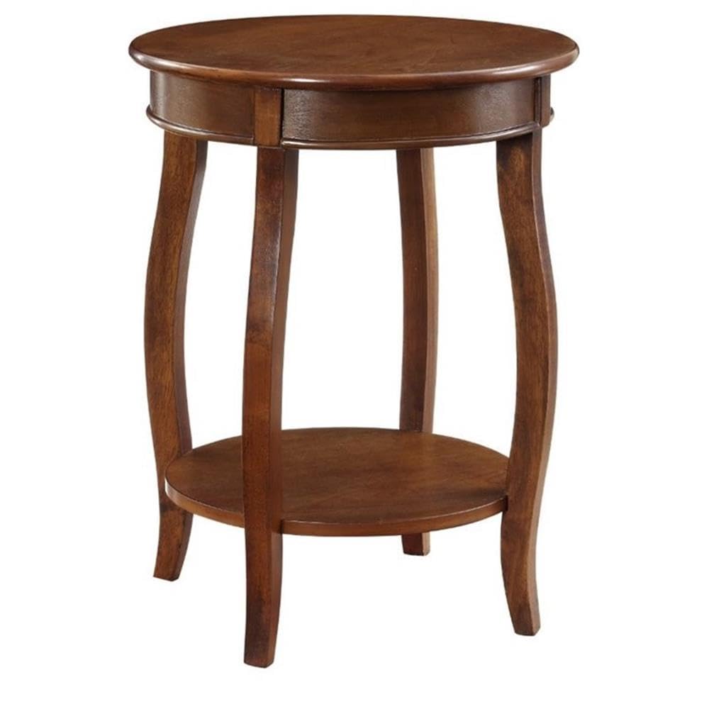 BOWERY HILL Round Wooden End Table with Shelf - Modern Coffee Accent Table for Living Room, Bedroom & Office - Brown Indoor Side Table (Perfect for Small Spaces & Home Decor)