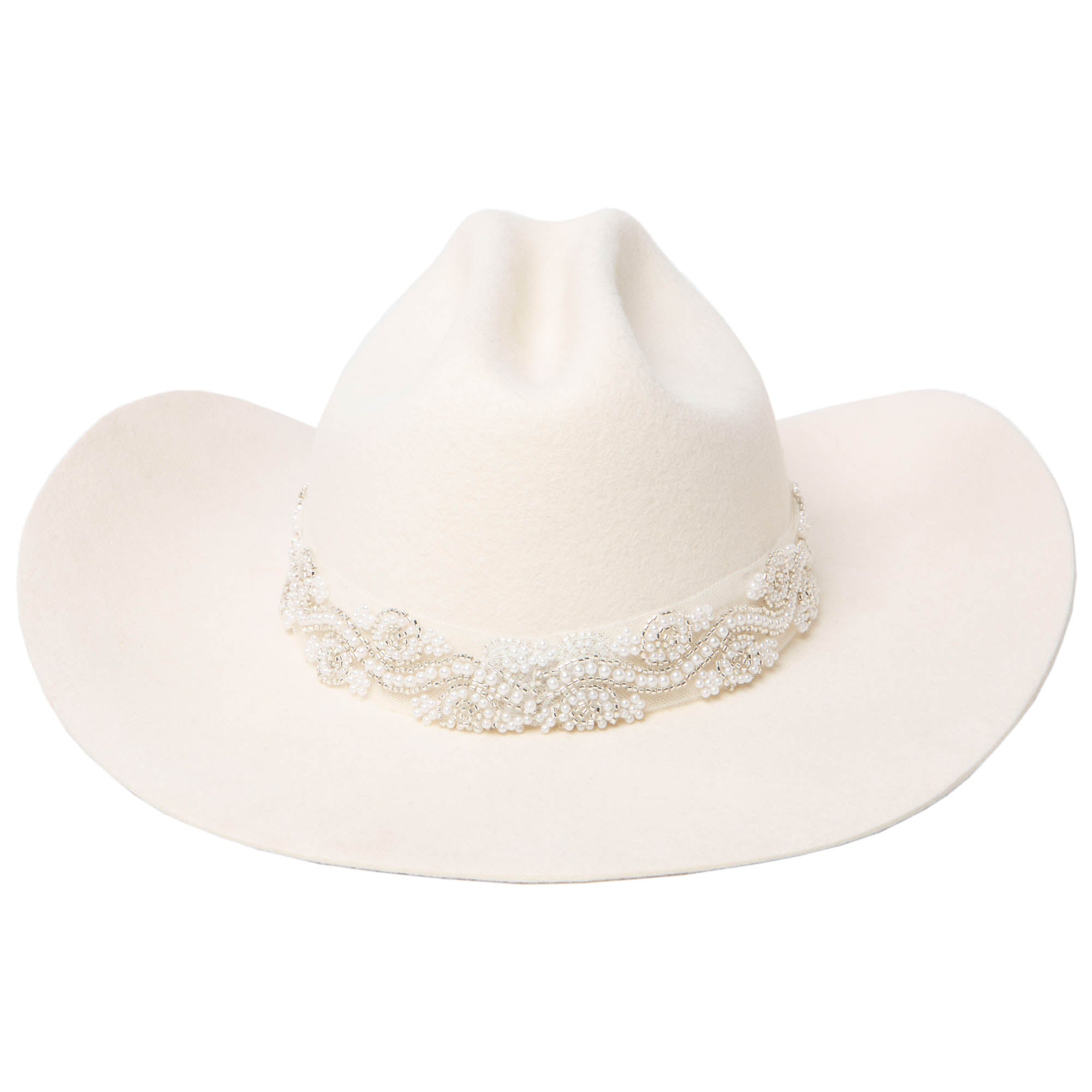 Lust Women's Cattleman's Crease Cowboy Hat with Pearl & Organza Band - Western Fashion Accessory for Rodeo, Country Music Festivals & Outdoor Events