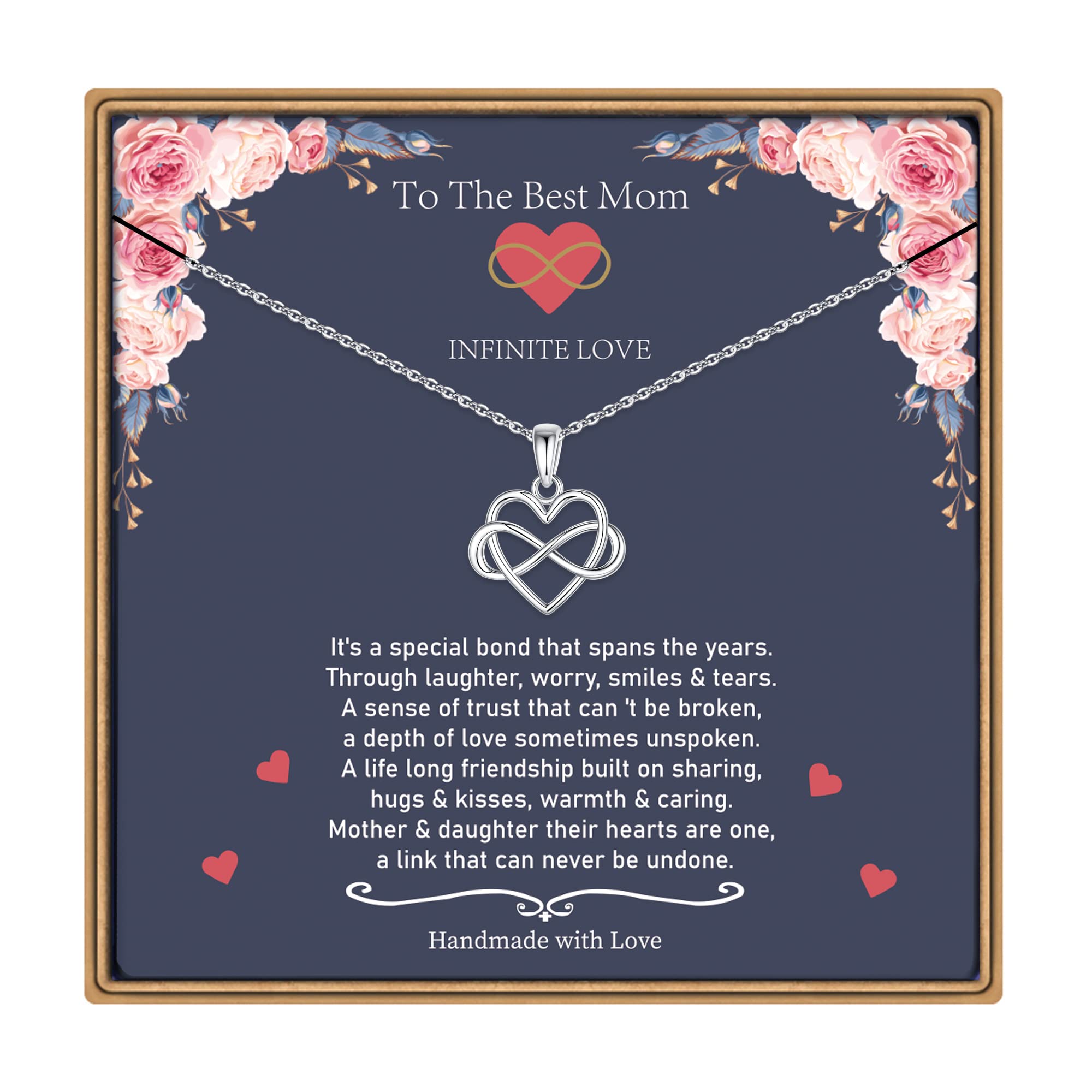 925 Sterling Silver Infinity Heart Necklace - Elegant Jewelry Gift for Mom, Mother's Day, Christmas, Mother-in-Law & Stepmom - Perfect for Daily Wear & Special Occasions